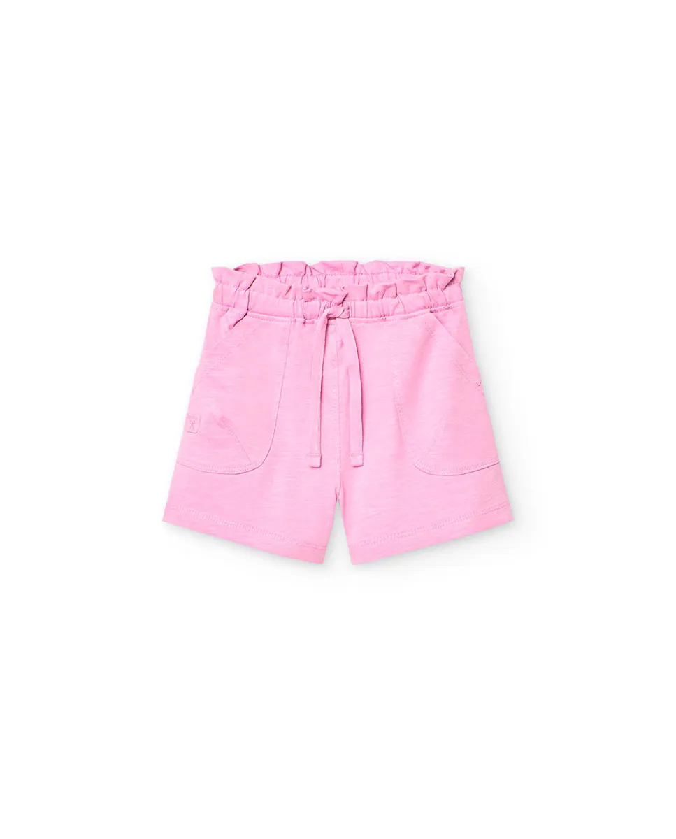 Однотонные хлопковые шорты для девочек Boboli, цвет Rosa 
Однотонные хлопковые шорты для девочек Boboli, цвет Rosa