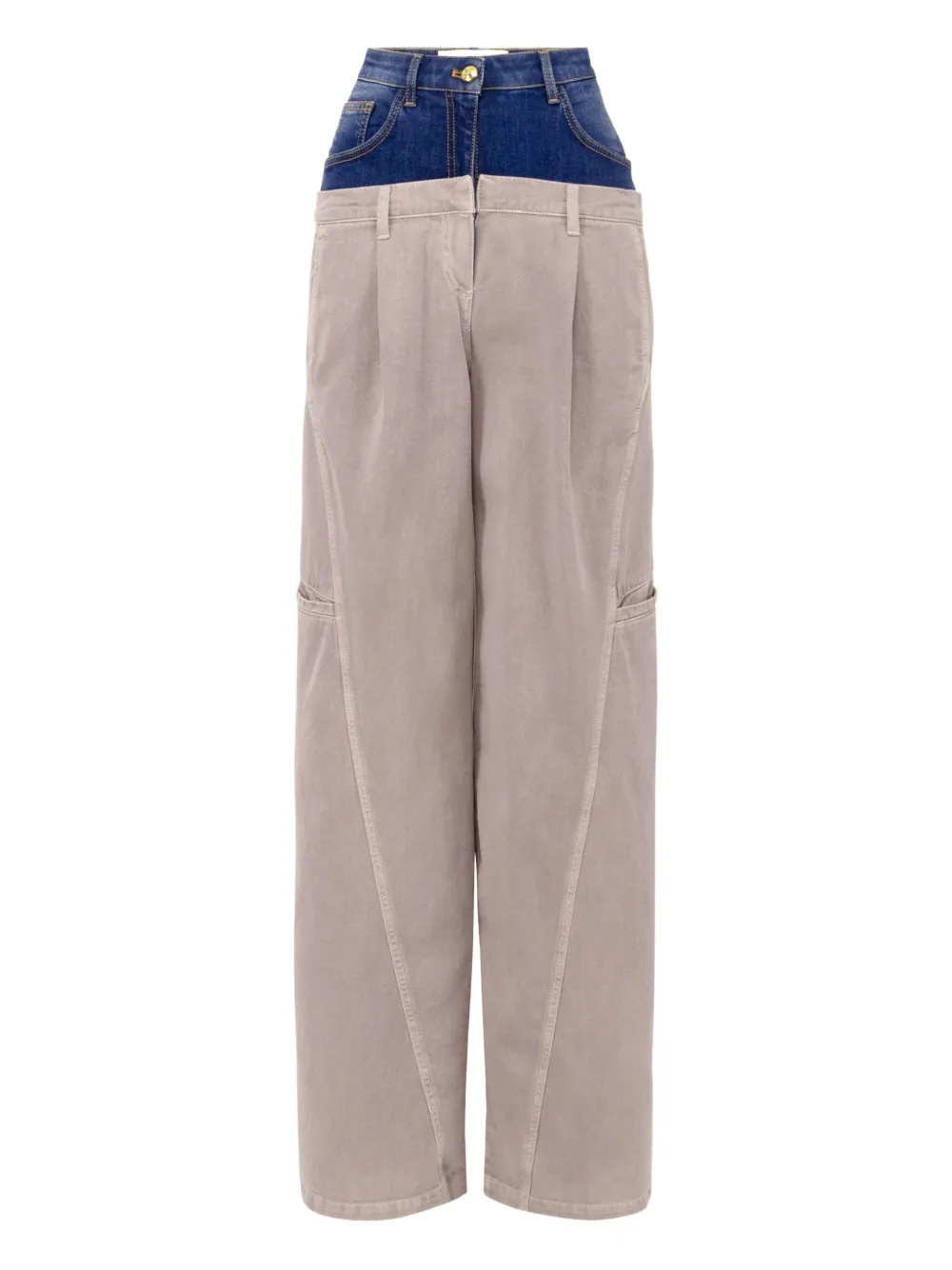 Джинсы-карго с баской из денима Elisabetta Franchi, нейтральный 
Джинсы-карго с баской из денима Elisabetta Franchi, нейтральный