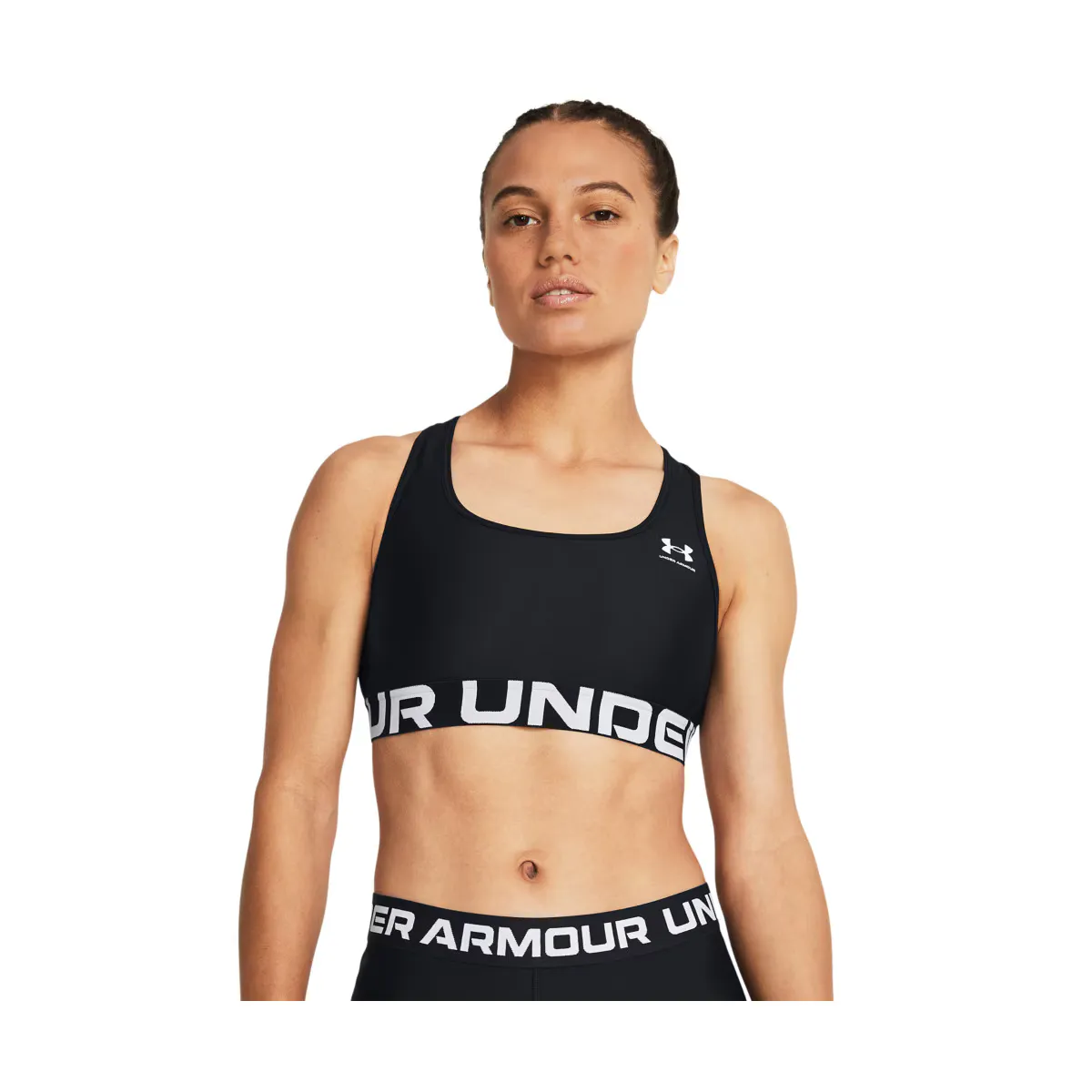 HeatGear Armour Mid Branded Under Armour Женский спортивный бюстгальтер, черный/белый
HeatGear Armour Mid Branded Under Armour Женский спортивный бюстгальтер, черный/белый