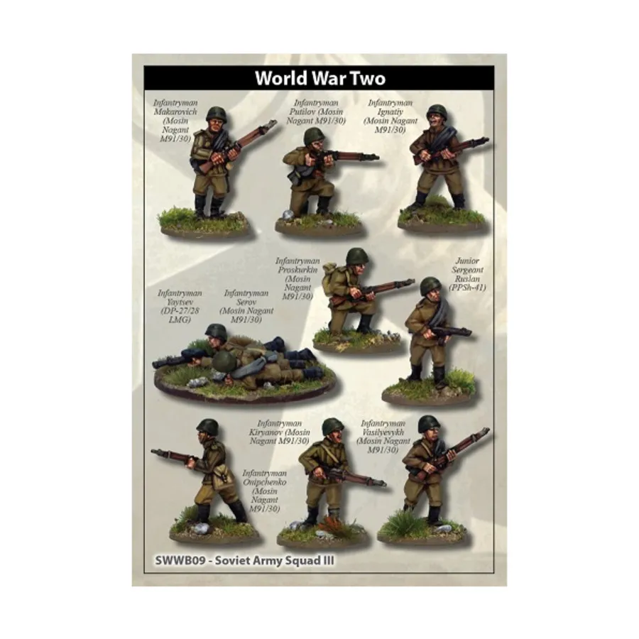 Советский пехотный отряд III, WWII Miniatures - Soviet Forces (28mm) (Artizan Designs)
Советский пехотный отряд III, WWII Miniatures - Soviet Forces (28mm) (Artizan Designs)