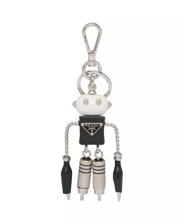 Брелок для сумки из сафьяновой кожи в виде робота Prada, серый
Брелок для сумки из сафьяновой кожи в виде робота Prada, серый