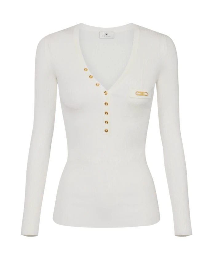 Блузка из смесового шелка цвета слоновой кости на пуговицах Elisabetta Franchi, бежевый
Блузка из смесового шелка цвета слоновой кости на пуговицах Elisabetta Franchi, бежевый