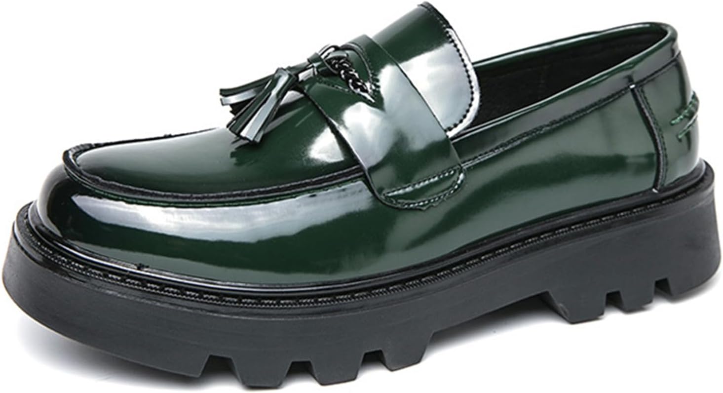 Мужские лоферы Crazyours из лакированной кожи с кисточками на платформе, без застежки, с противоскользящей подошвой и округлым носком, классические туфли «пенни» для деловых и официальных мероприятий, работы и свадьбы, зеленый
Мужские лоферы Crazyours из лакированной кожи с кисточками на платформе, без застежки, с противоскользящей подошвой и округлым носком, классические туфли «пенни» для деловых и официальных мероприятий, работы и свадьбы, зеленый