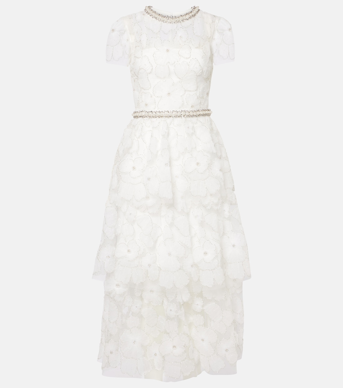 Свадебное платье миди из тюля с бисером Self-Portrait, белый
Свадебное платье миди из тюля с бисером Self-Portrait, белый