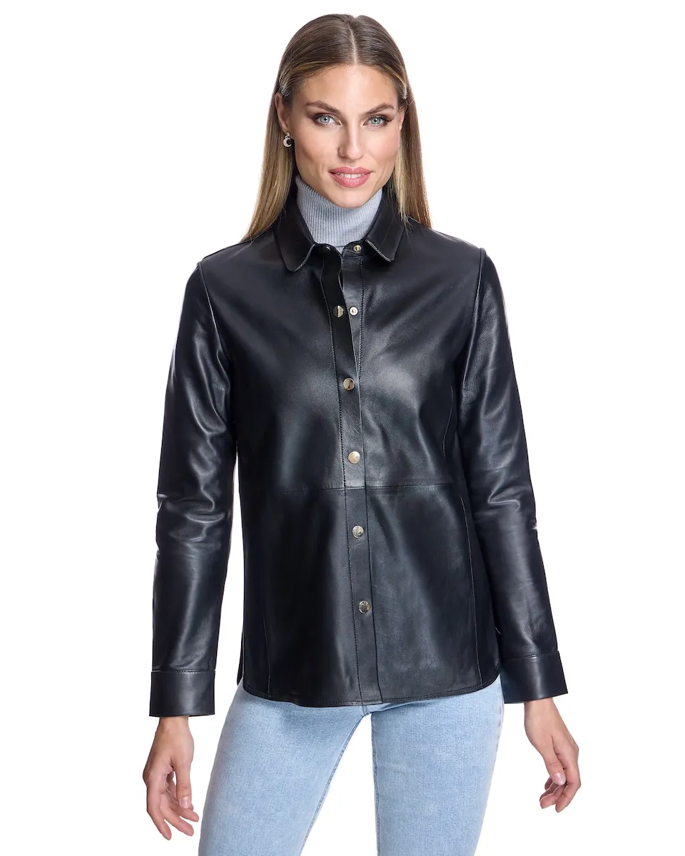 Женская кожаная верхняя рубашка Maximilian, черный 
Женская кожаная верхняя рубашка Maximilian, черный