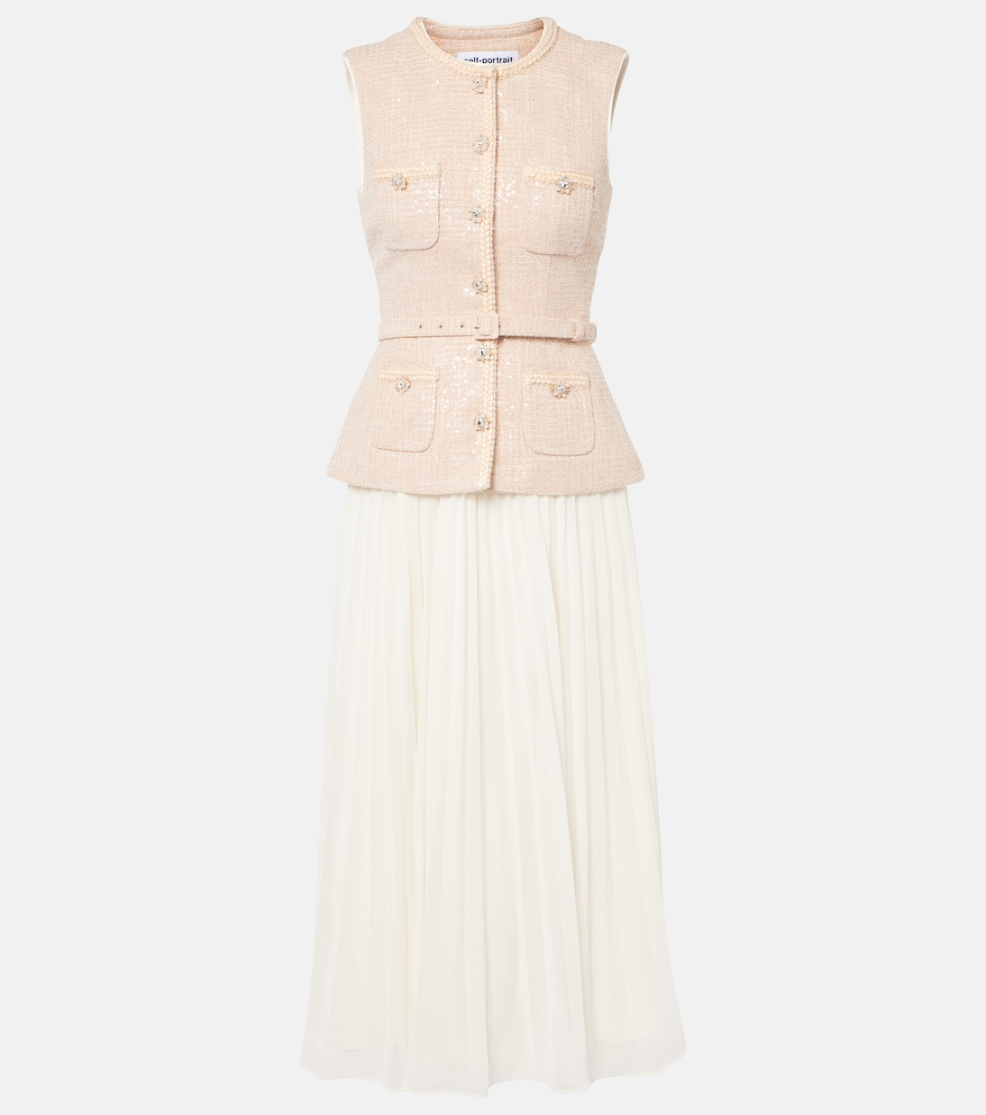 Платье миди из шифона букле с пайетками Self-Portrait, кремовый
Платье миди из шифона букле с пайетками Self-Portrait, кремовый