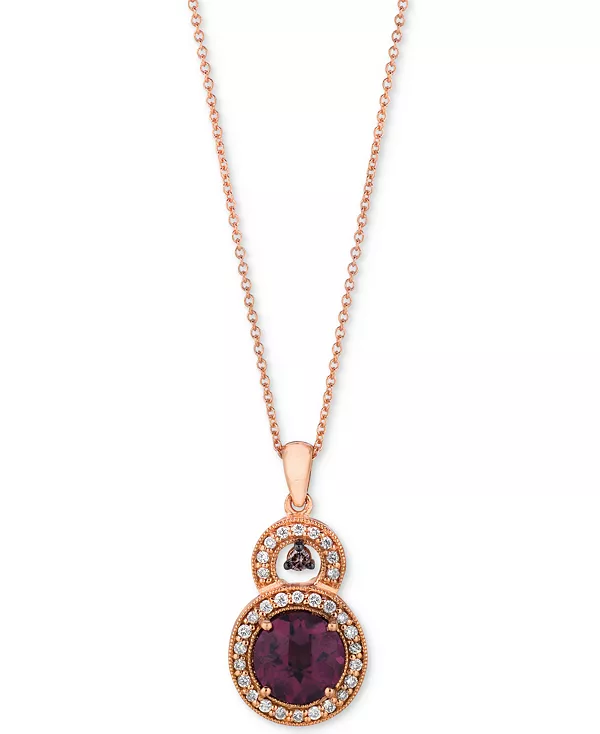 Ожерелье с 18-дюймовым кулоном из розового золота 14 карат с малиновым родолитом (2-1/5 карата) и бриллиантом (1/4 карата) в ореоле Le Vian, rhodolite
Ожерелье с 18-дюймовым кулоном из розового золота 14 карат с малиновым родолитом (2-1/5 карата) и бриллиантом (1/4 карата) в ореоле Le Vian, rhodolite