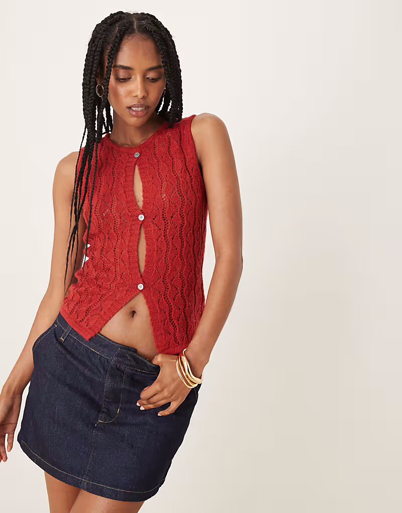 Вязаный топ Motel birama с пуговицами, красный
Вязаный топ Motel birama с пуговицами, красный