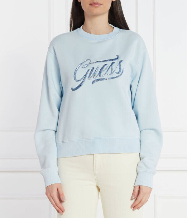 Толстовка женская Guess Jeans с логотипом со стразами, голубой
Толстовка женская Guess Jeans с логотипом со стразами, голубой