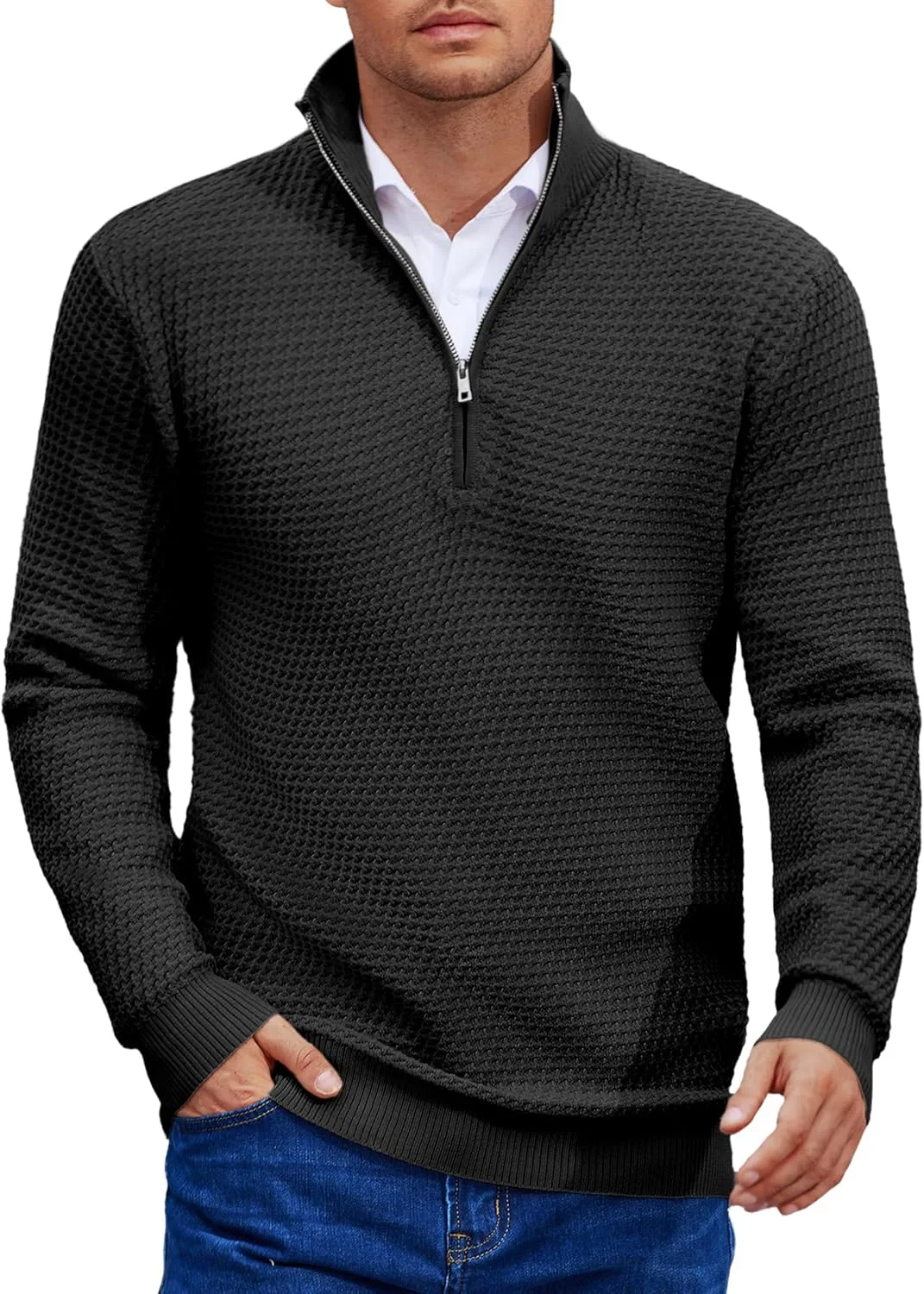 COOFANDY мужской пуловер с молнией на четверть Slim Fit Waffle
COOFANDY мужской пуловер с молнией на четверть Slim Fit Waffle