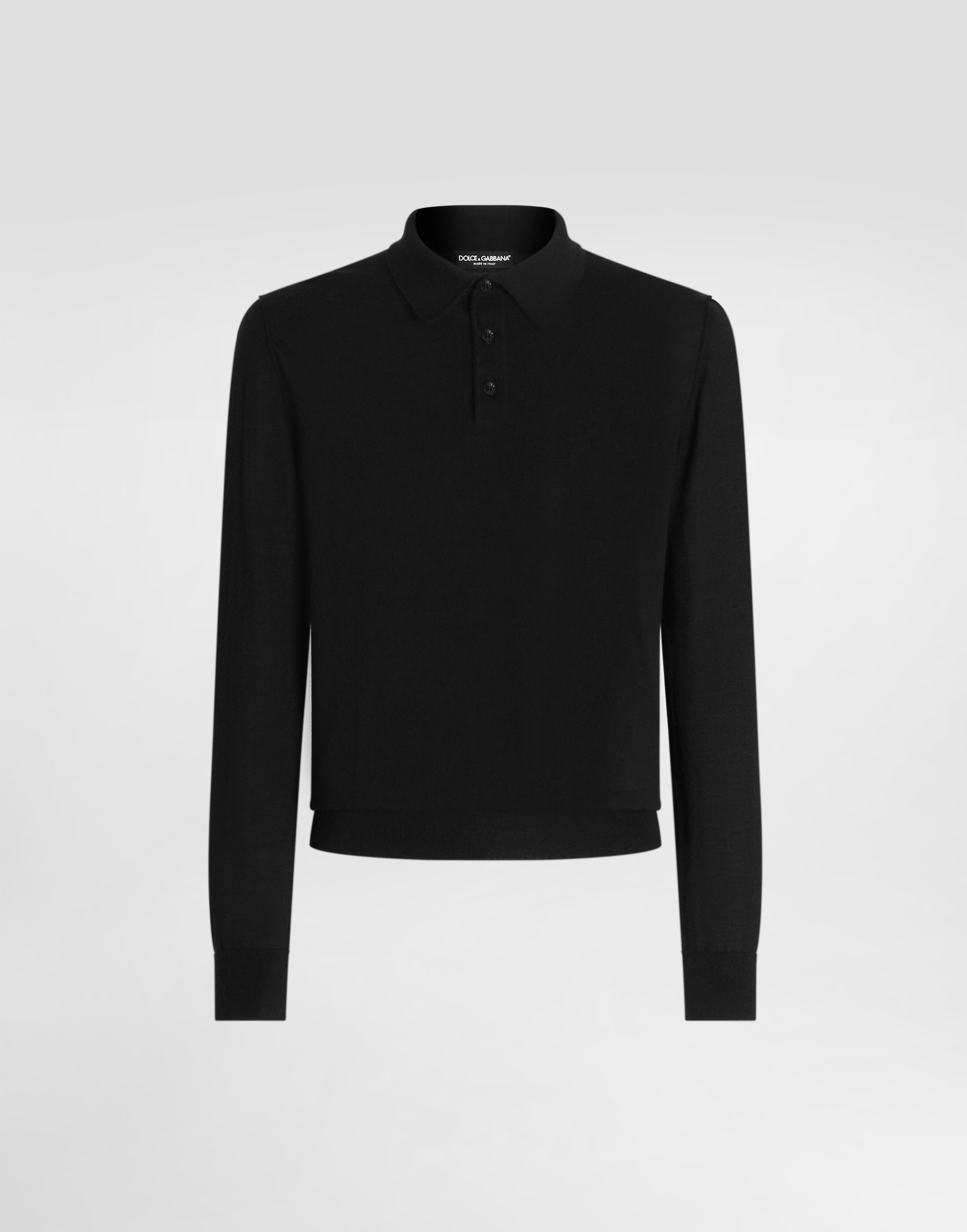 Тонкий кашемировый пуловер-поло Dolce & Gabbana, черный
Тонкий кашемировый пуловер-поло Dolce & Gabbana, черный