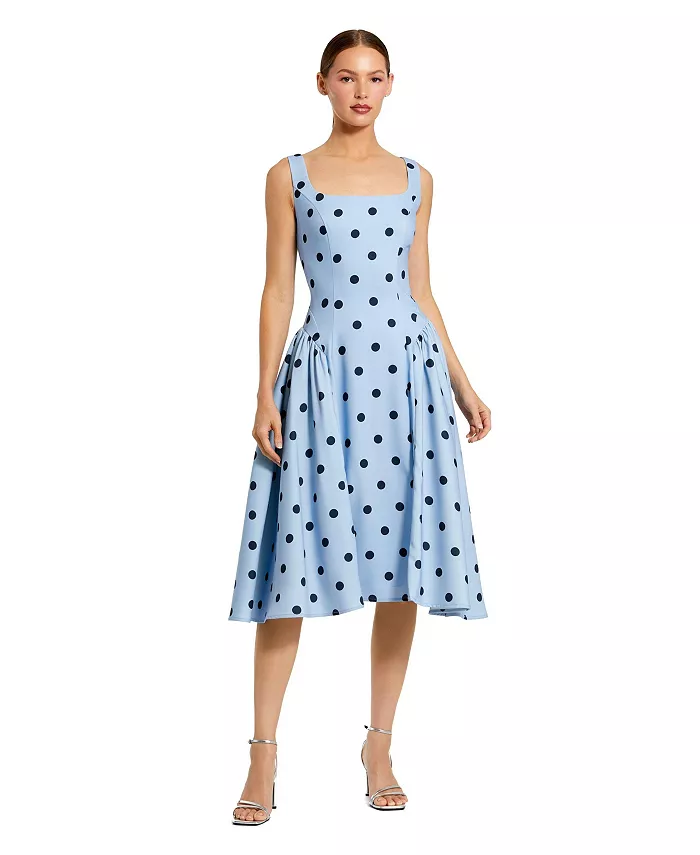 Женское платье миди А-силуэта в горошек с квадратным вырезом и оборками на клиньях Mac Duggal, синий
Женское платье миди А-силуэта в горошек с квадратным вырезом и оборками на клиньях Mac Duggal, синий