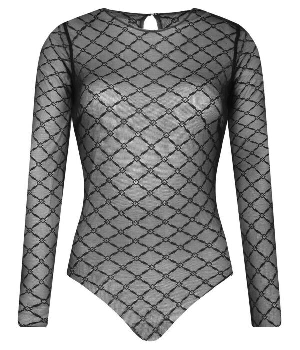 Боди женское Elisabetta Franchi прозрачное с узором, черный 
Боди женское Elisabetta Franchi прозрачное с узором, черный