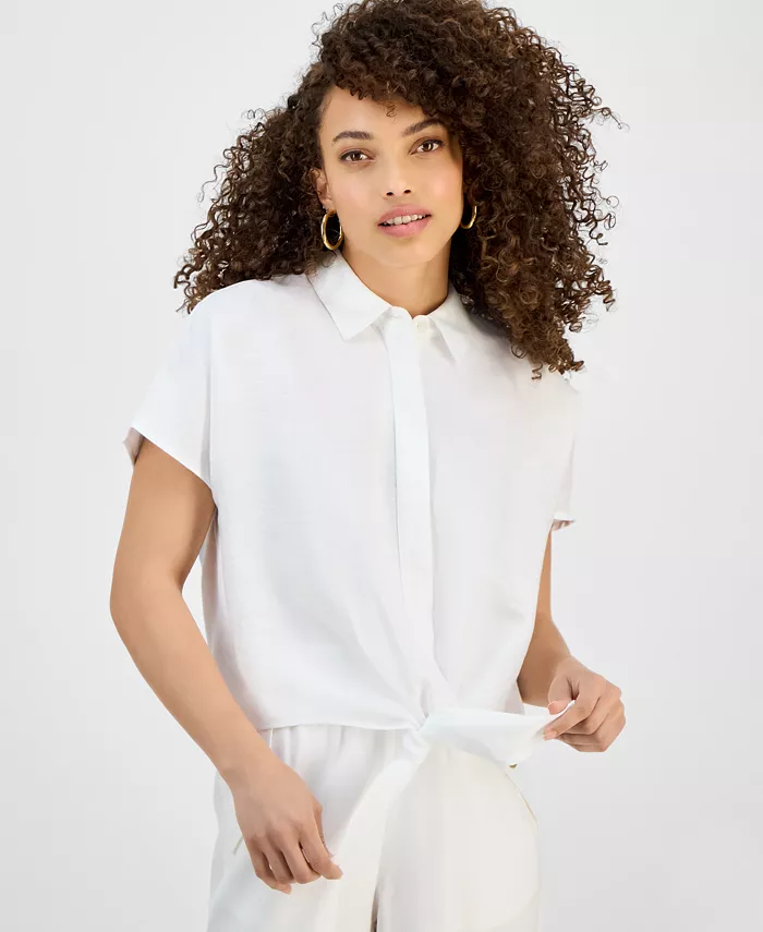 Блузка с коротким рукавом и завязками по низу из льняной смеси I.N.C. International Concepts, белый
Блузка с коротким рукавом и завязками по низу из льняной смеси I.N.C. International Concepts, белый