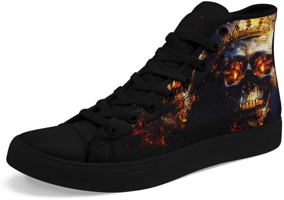 Высокие кеды AWSOLE с черепом из холщовой ткани для мужчин и женщин, шнуровка, модная унисекс, с рисунком пламени, повседневные плоские туфли, черные и белые
Высокие кеды AWSOLE с черепом из холщовой ткани для мужчин и женщин, шнуровка, модная унисекс, с рисунком пламени, повседневные плоские туфли, черные и белые