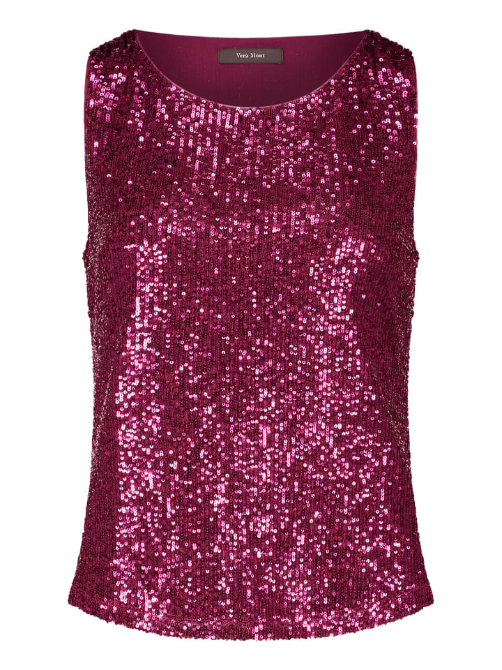 Топ без рукавов с пайетками цвета Sweet Berry Vera Mont
Топ без рукавов с пайетками цвета Sweet Berry Vera Mont