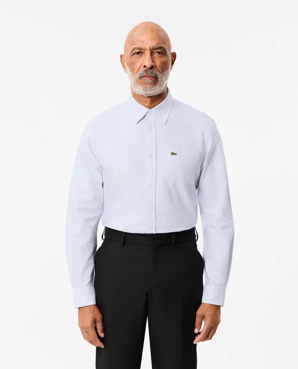 Мужская оксфордская рубашка в полоску из хлопка с карманом и длинным рукавом Lacoste, синий
Мужская оксфордская рубашка в полоску из хлопка с карманом и длинным рукавом Lacoste, синий
