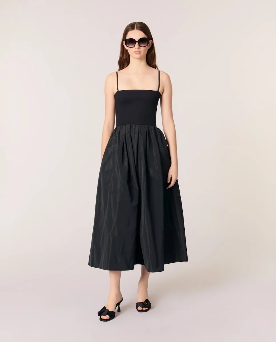 Платье из трикотажа и тафты со съемными бретелями Maje, черный
Платье из трикотажа и тафты со съемными бретелями Maje, черный