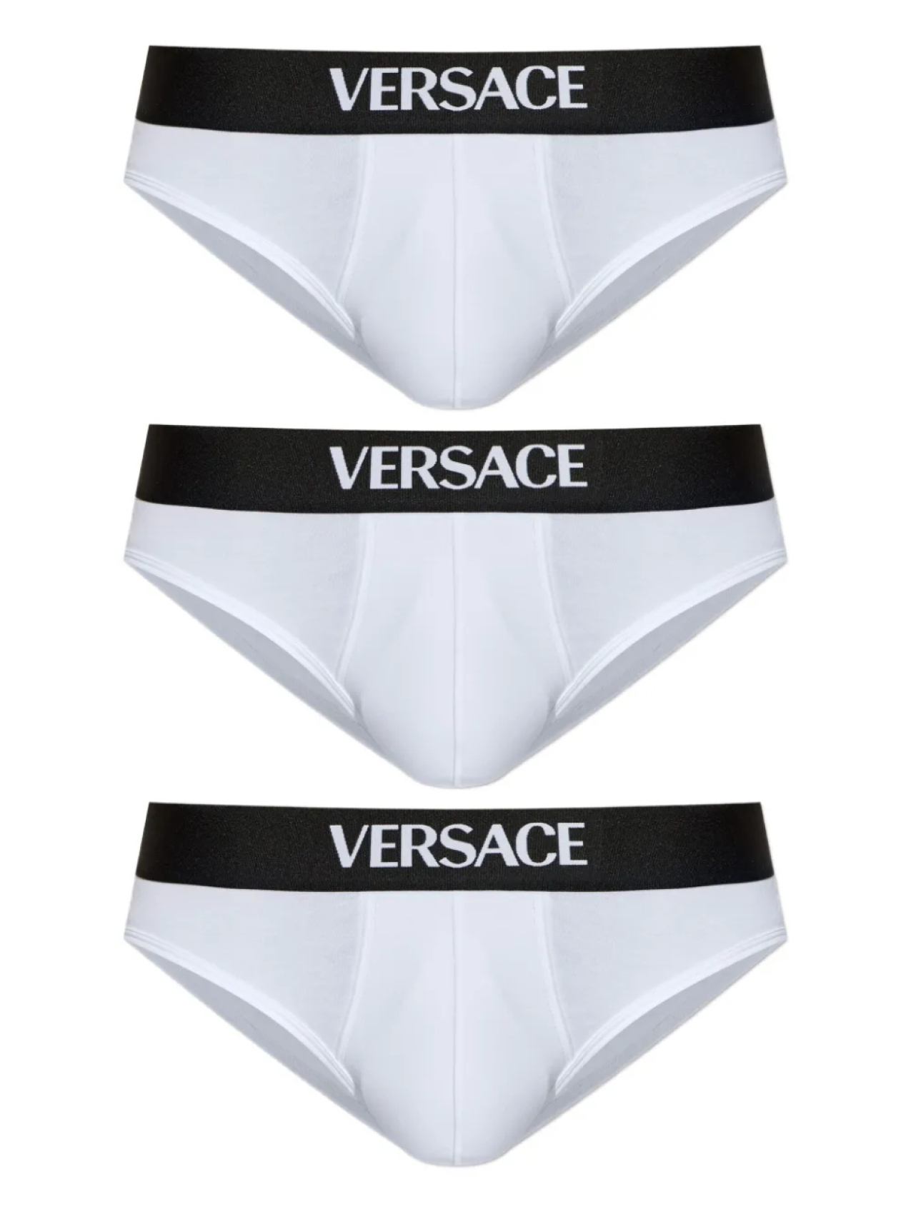 Трусы-брифы с логотипом Versace (упаковка из трех штук), белый 
Трусы-брифы с логотипом Versace (упаковка из трех штук), белый