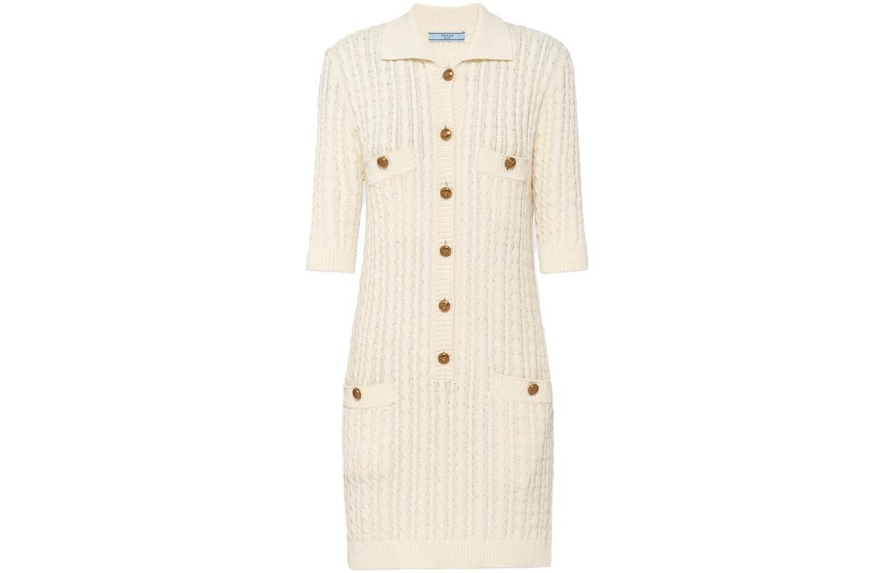 Платье с короткими рукавами женское цвета слоновой кости Prada
Платье с короткими рукавами женское цвета слоновой кости Prada