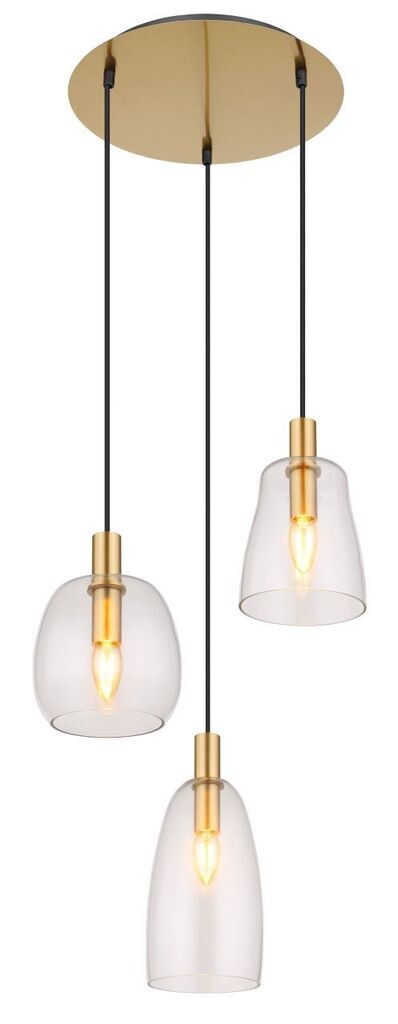 Globo Lighting подвесной светильник из металла цвета латуни, латунь-алюминий, прозрачное стекло, черный ПВХ-кабель, высота может быть уменьшена, направление света: вниз, 3 разных стекла, ø: 430 мм, В: 1500 мм, без 3x E14 40 Вт 230 В
Globo Lighting подвесной светильник из металла цвета латуни, латунь-алюминий, прозрачное стекло, черный ПВХ-кабель, высота может быть уменьшена, направление света: вниз, 3 разных стекла, ø: 430 мм, В: 1500 мм, без 3x E14 40 Вт 230 В