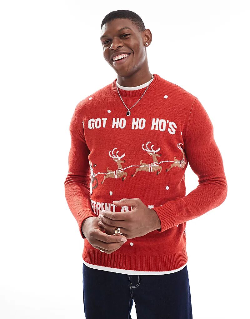 Рождественский джемпер красного цвета ONLY & SONS 
Рождественский джемпер красного цвета ONLY & SONS