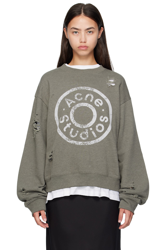 Acne Studios Серая толстовка с принтом и логотипом
Acne Studios Серая толстовка с принтом и логотипом