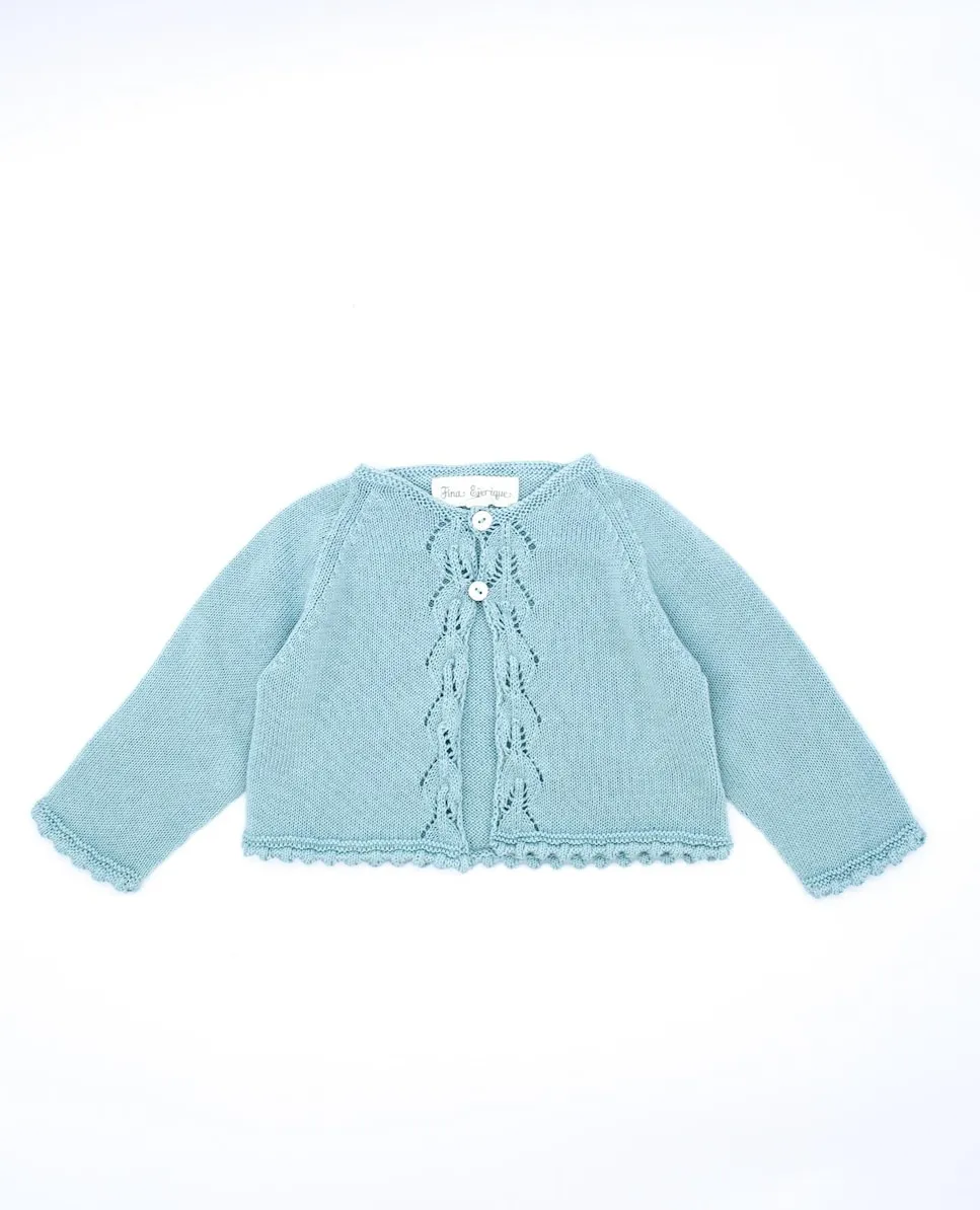 Детский хлопковый свитер с ажурными узорами Fina Ejerique, бирюзовый
Детский хлопковый свитер с ажурными узорами Fina Ejerique, бирюзовый