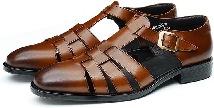 Мужские модные сандалии neweyesee для рыбалки из коровьей кожи с закрытым носком, с вырезами, удобные летние сандалии на плоской подошве с миндалевидным носком, легкие сандалии с T-ремешком и ремешком на щиколотке, коричневый
Мужские модные сандалии neweyesee для рыбалки из коровьей кожи с закрытым носком, с вырезами, удобные летние сандалии на плоской подошве с миндалевидным носком, легкие сандалии с T-ремешком и ремешком на щиколотке, коричневый