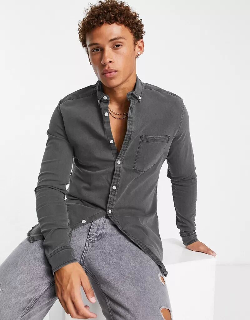 Черная узкая джинсовая рубашка стрейч ASOS, Серый, Черная узкая джинсовая рубашка стрейч ASOS
Черная узкая джинсовая рубашка стрейч ASOS, Серый, Черная узкая джинсовая рубашка стрейч ASOS