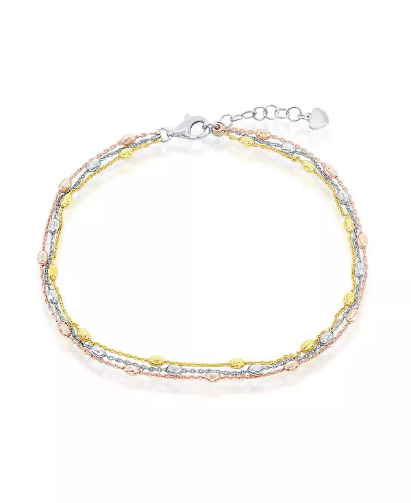 Тройной браслет на лодыжку из стерлингового серебра с овальной огранкой и бусинами бриллиантов – трехцветный Simona, silver
Тройной браслет на лодыжку из стерлингового серебра с овальной огранкой и бусинами бриллиантов – трехцветный Simona, silver