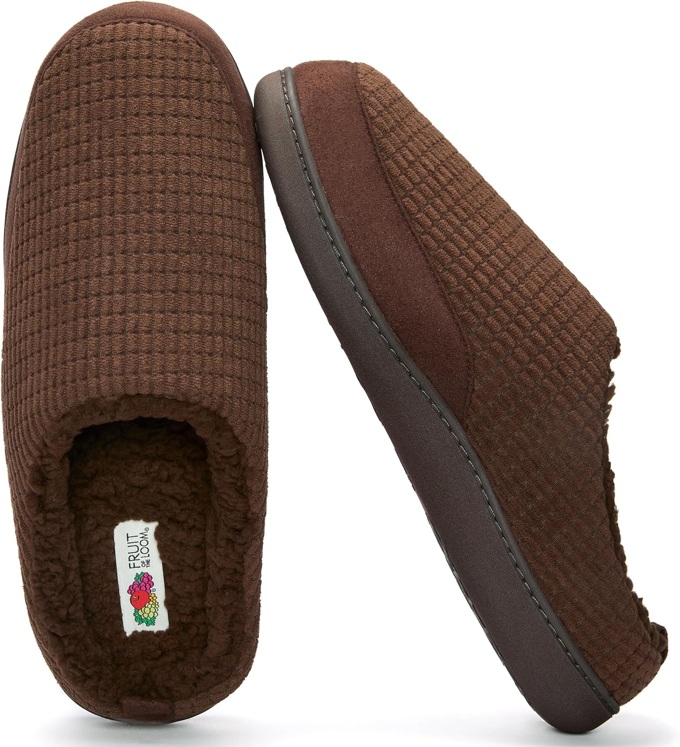 Мужские тапочки Fruit of the Loom Waffle с ворсом и подошвой из пены с эффектом памяти - для дома и улицы, машинная стирка, коричневый
Мужские тапочки Fruit of the Loom Waffle с ворсом и подошвой из пены с эффектом памяти - для дома и улицы, машинная стирка, коричневый