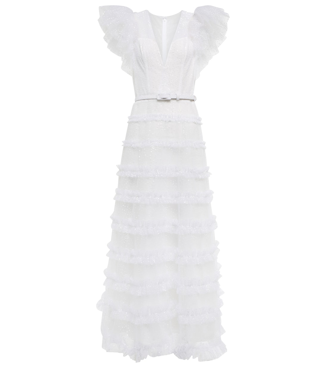 Платье Myra из блестящего тюля с оборками Costarellos, белый
Платье Myra из блестящего тюля с оборками Costarellos, белый