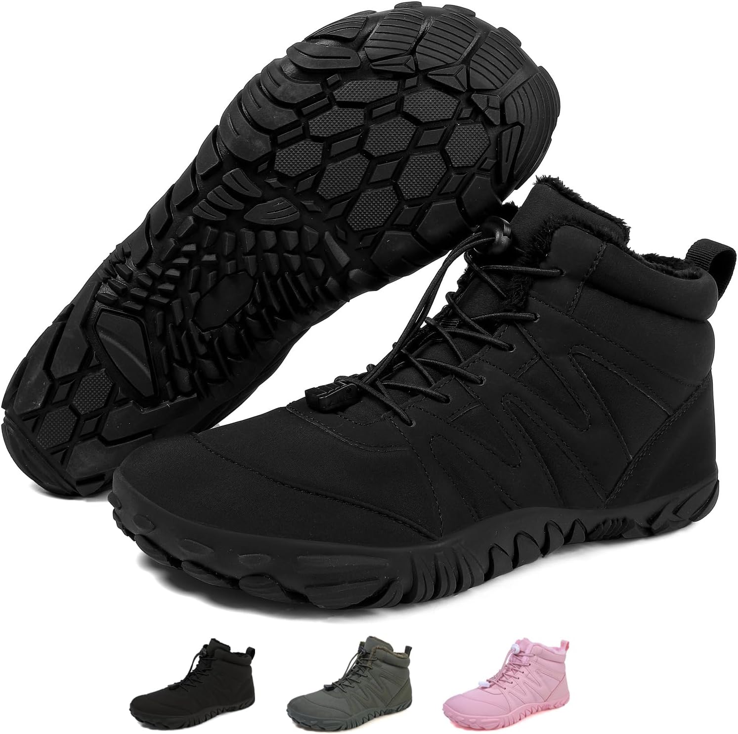 Зимние ботинки для мужчин и женщин, водонепроницаемые, теплые с мехом, для снега, с широкой носочной частью, без подъема, противоскользящие туристические ботинки Kiyenus, черный
Зимние ботинки для мужчин и женщин, водонепроницаемые, теплые с мехом, для снега, с широкой носочной частью, без подъема, противоскользящие туристические ботинки Kiyenus, черный