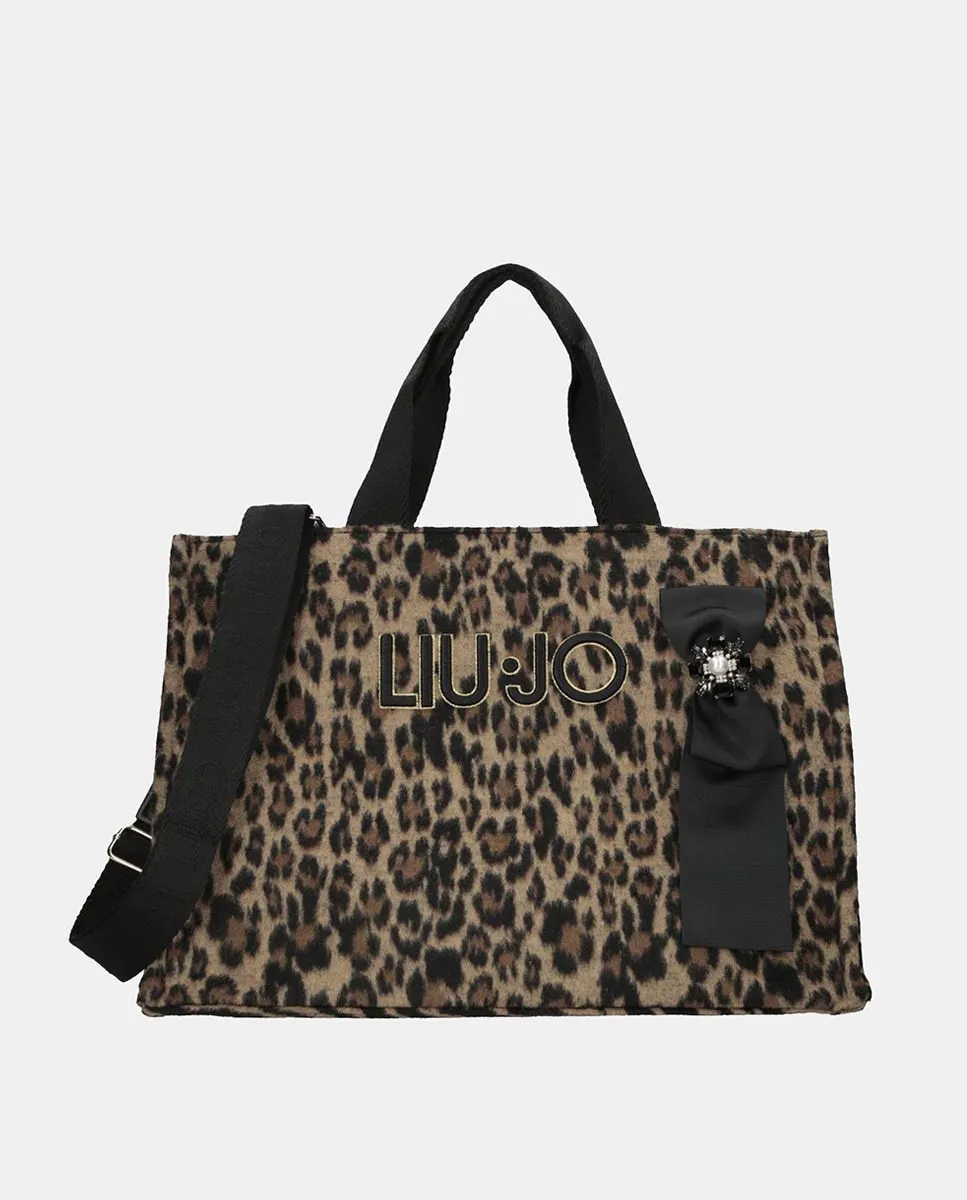 Сумка-шоппер с анималистичным принтом и съемным ремешком Liujo, коричневый
Сумка-шоппер с анималистичным принтом и съемным ремешком Liujo, коричневый