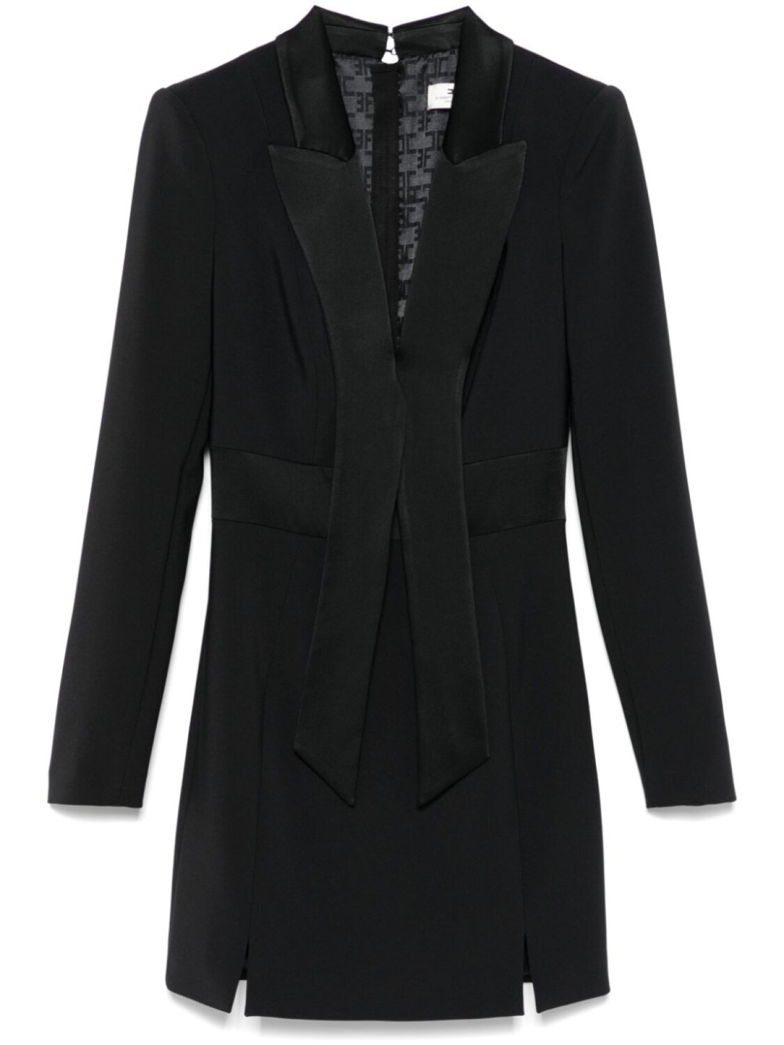 Elisabetta Franchi креповое платье мини с атласными лацканами, черный