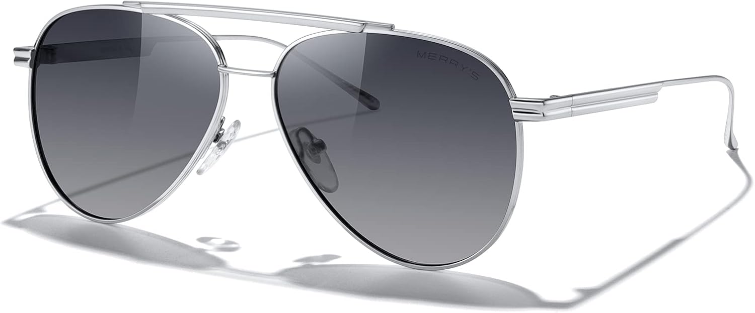 Классические поляризованные солнцезащитные очки-авиаторы MERRY для женщин и мужчин, ретро-очки для вождения, защита от УФ-излучения UV400, металлизированные солнцезащитные очки MERRY'S, Silver Frame/Gray Gradient Lens
Классические поляризованные солнцезащитные очки-авиаторы MERRY для женщин и мужчин, ретро-очки для вождения, защита от УФ-излучения UV400, металлизированные солнцезащитные очки MERRY'S, Silver Frame/Gray Gradient Lens