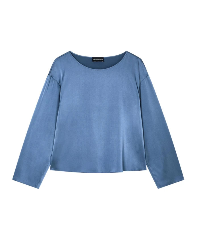 Шелковая рубашка с круглым вырезом и длинными рукавами Emporio Armani, синий
Шелковая рубашка с круглым вырезом и длинными рукавами Emporio Armani, синий