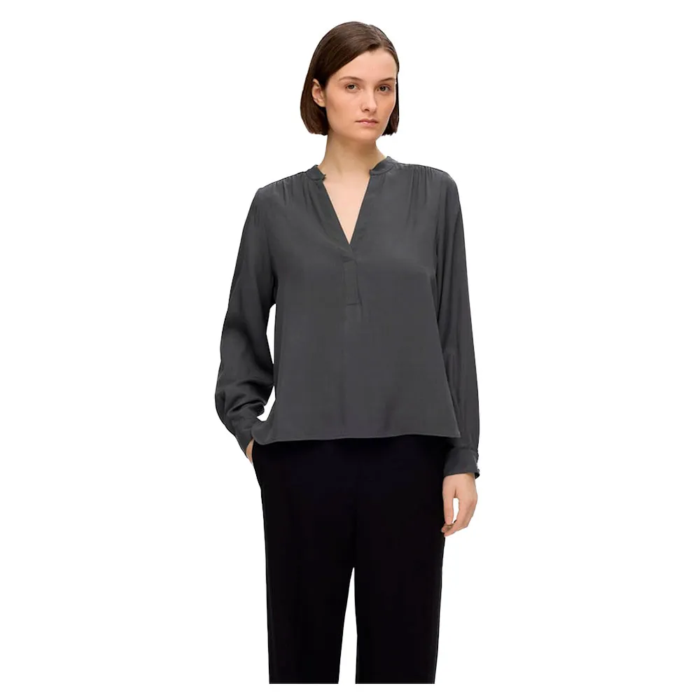 Футболка Selected Maddi Long Sleeve V Neck, серый 
Футболка Selected Maddi Long Sleeve V Neck, серый