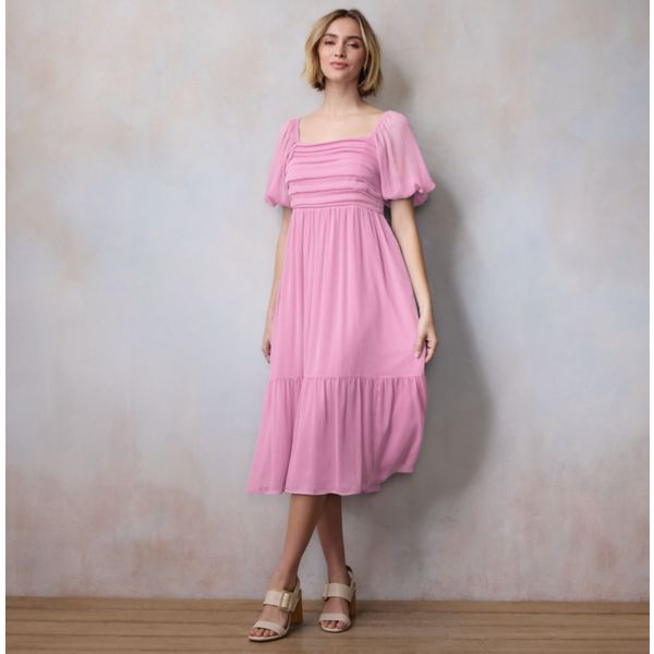 Женское платье миди с квадратным вырезом и плиссированным лифом Lc Lauren Conrad, цвет grape macaroon 
Женское платье миди с квадратным вырезом и плиссированным лифом Lc Lauren Conrad, цвет grape macaroon