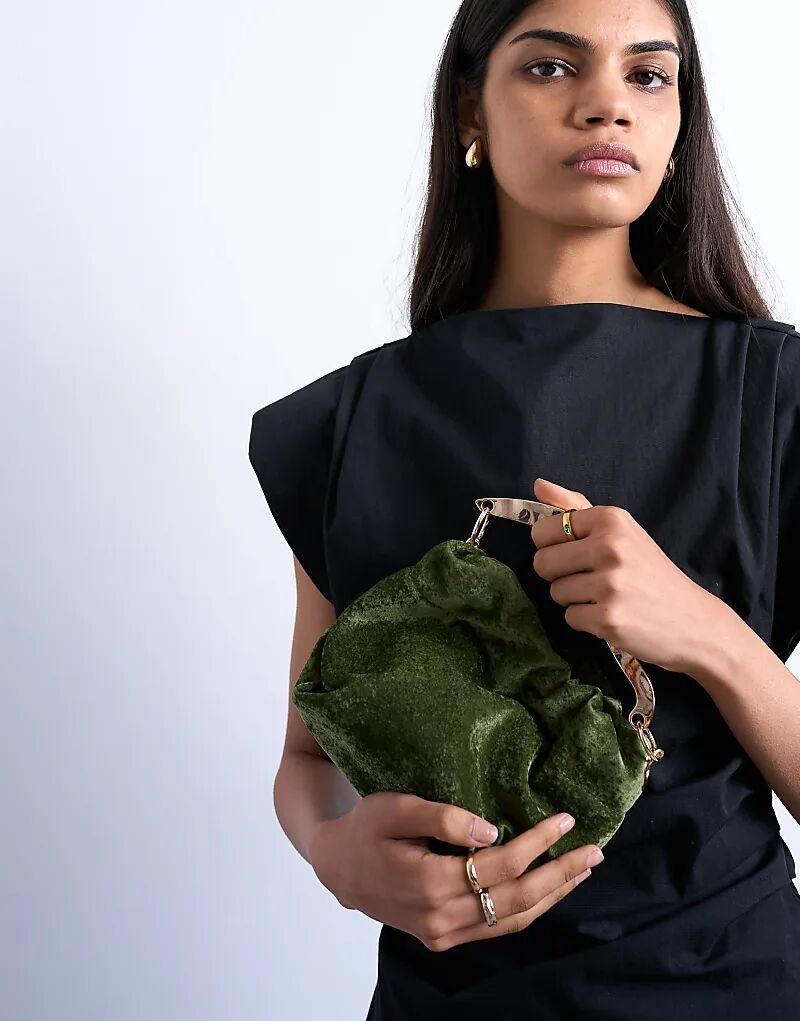 Бархатная сумка Topshop Gabriette с металлической отделкой на ручках цвета хаки
Бархатная сумка Topshop Gabriette с металлической отделкой на ручках цвета хаки