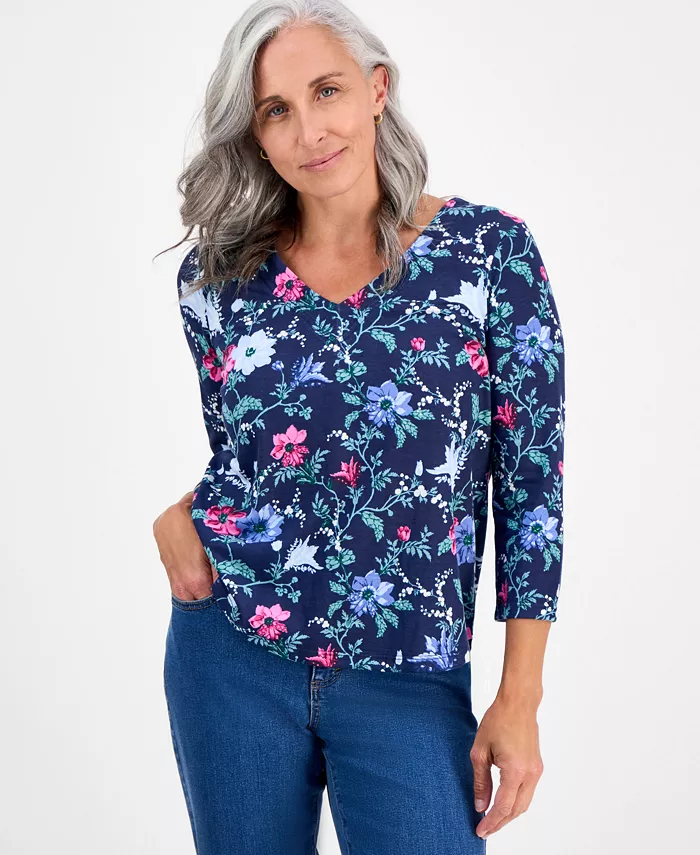 Футболка Petite Chintz Floral с V-образным вырезом и рукавами 3/4 Style & Co, синий
Футболка Petite Chintz Floral с V-образным вырезом и рукавами 3/4 Style & Co, синий