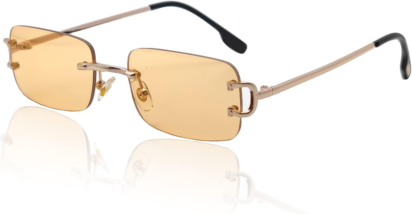 Маленькие узкие солнцезащитные очки без оправы для женщин и мужчин, миниатюрные прямоугольные очки без оправы в стиле 90-х, тонированные, модные, с защитой от УФ-излучения UV400 Mriendao, Champagne
Маленькие узкие солнцезащитные очки без оправы для женщин и мужчин, миниатюрные прямоугольные очки без оправы в стиле 90-х, тонированные, модные, с защитой от УФ-излучения UV400 Mriendao, Champagne