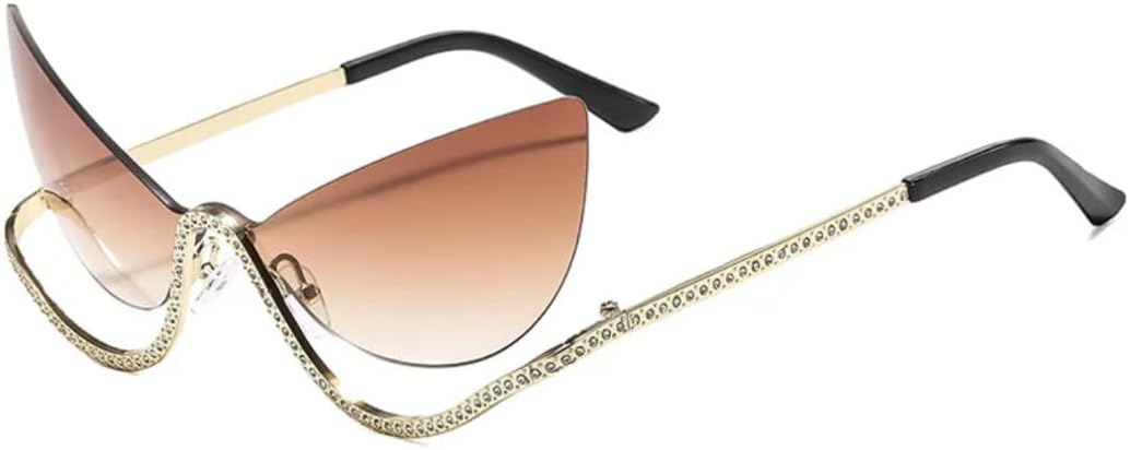 Модные солнцезащитные очки без оправы для женщин, увеличенного размера, с прозрачными линзами Ocean, градиентным переходом цвета «кошачий глаз», защита от УФ-излучения UV400 HHZZYVY, Gold-brown
Модные солнцезащитные очки без оправы для женщин, увеличенного размера, с прозрачными линзами Ocean, градиентным переходом цвета «кошачий глаз», защита от УФ-излучения UV400 HHZZYVY, Gold-brown