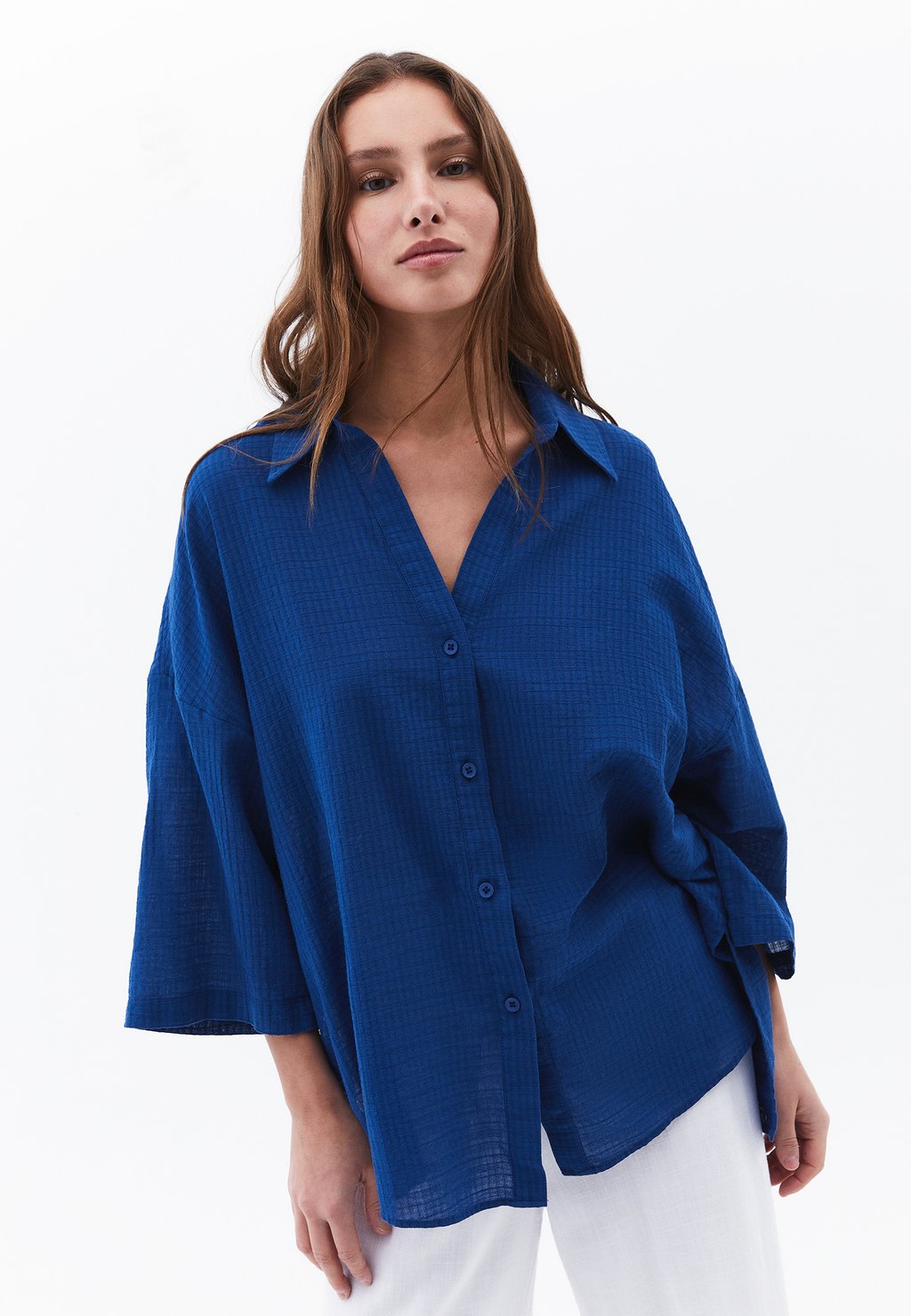 Блузка на пуговицах OXXO, синий
Блузка на пуговицах OXXO, синий
