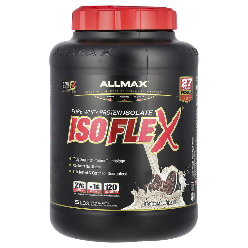 ALLMAX, Isoflex, чистый изолят сывороточного протеина, печенье и сливки, 2,27 кг (5 фунтов)
ALLMAX, Isoflex, чистый изолят сывороточного протеина, печенье и сливки, 2,27 кг (5 фунтов)