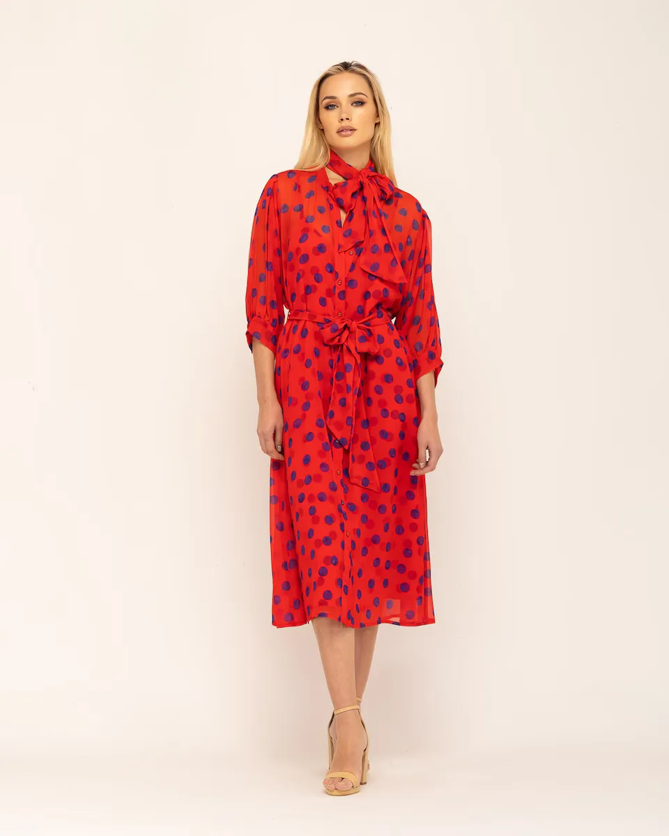 Миди-платье с воротником-стойкой и бантом Niza, красный
Миди-платье с воротником-стойкой и бантом Niza, красный