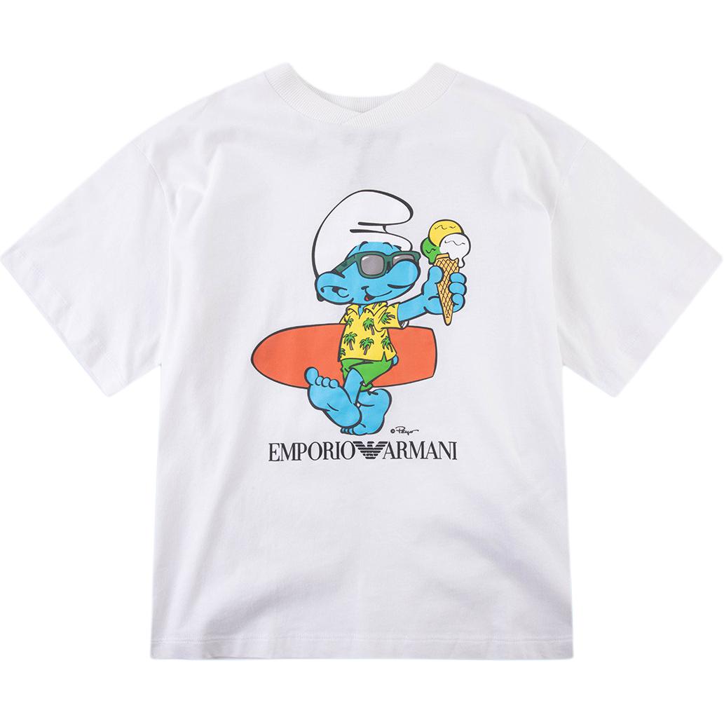 EMPORIO ARMANI Футболка детская Asv Organic Jersey с принтом смурфиков white
EMPORIO ARMANI Футболка детская Asv Organic Jersey с принтом смурфиков white