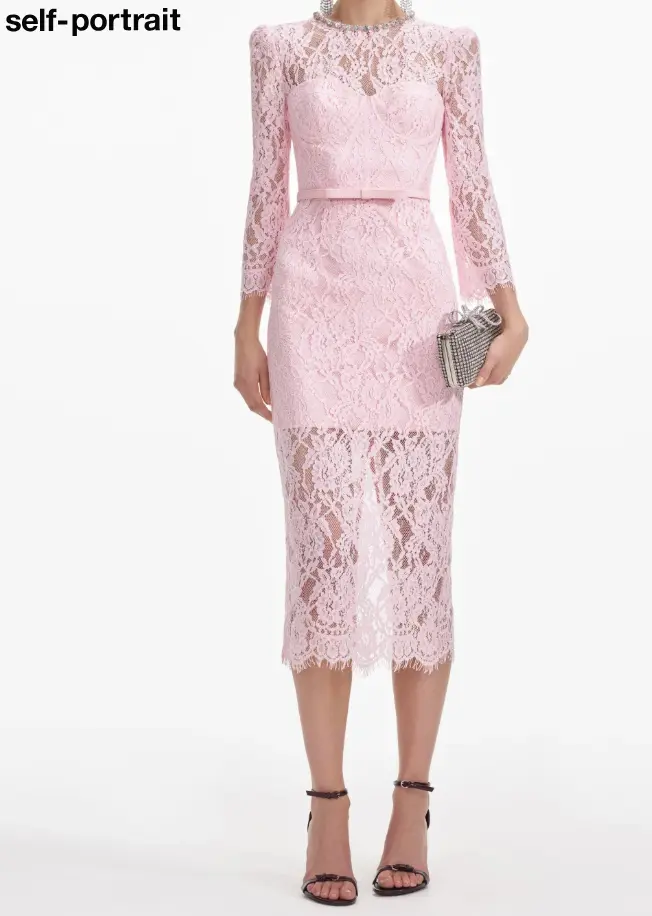 Self-Portrait Розовое кружевное платье-бюстье миди Размер S 
Self-Portrait Розовое кружевное платье-бюстье миди Размер S