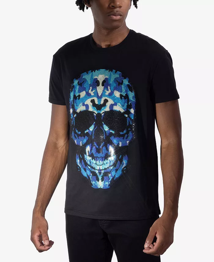 Мужская синяя футболка с черепом и стразами HEADS OR TAILS, черный
Мужская синяя футболка с черепом и стразами HEADS OR TAILS, черный